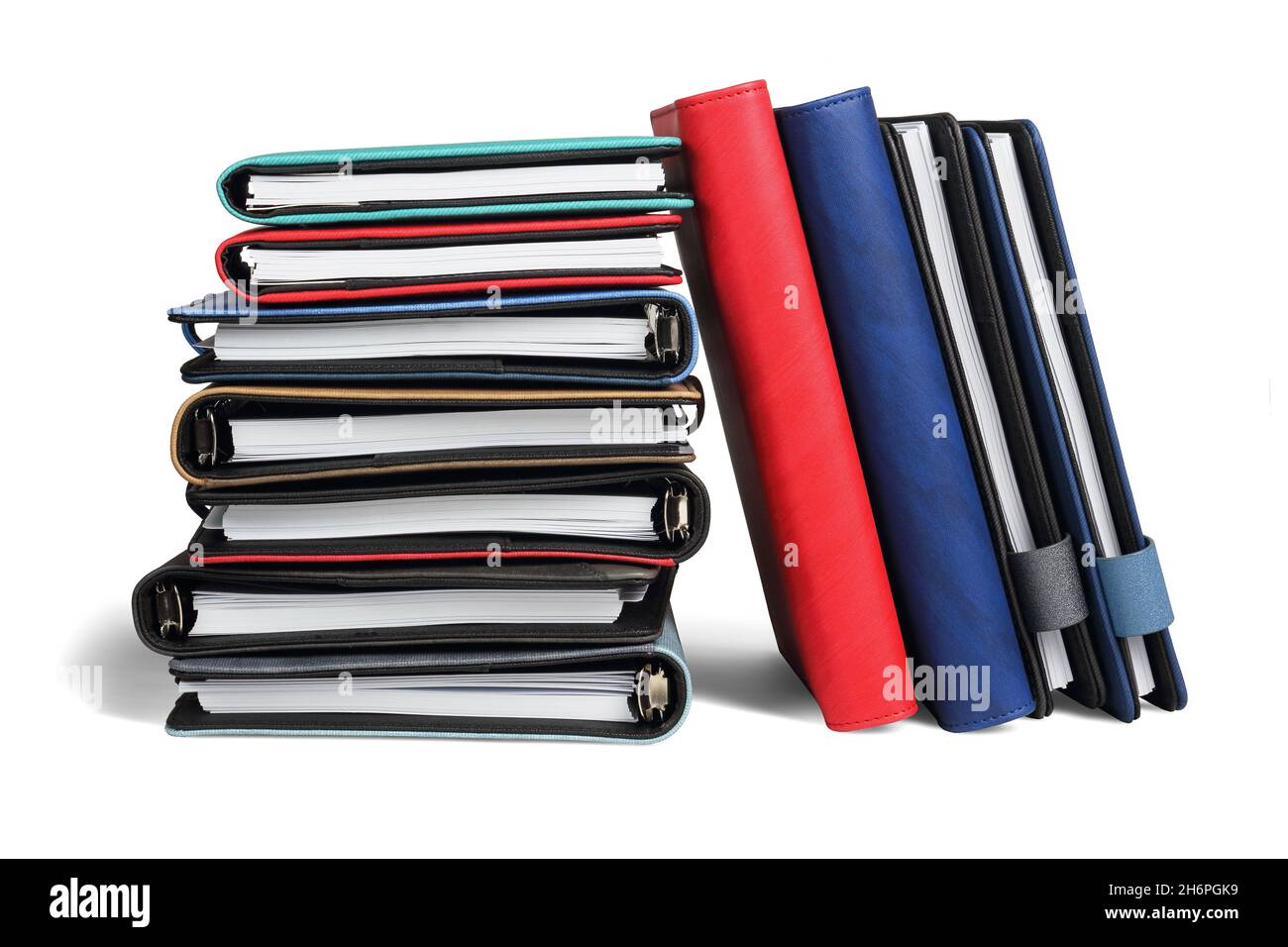 Collection of Colorful Diaries on White Background Stock Photo