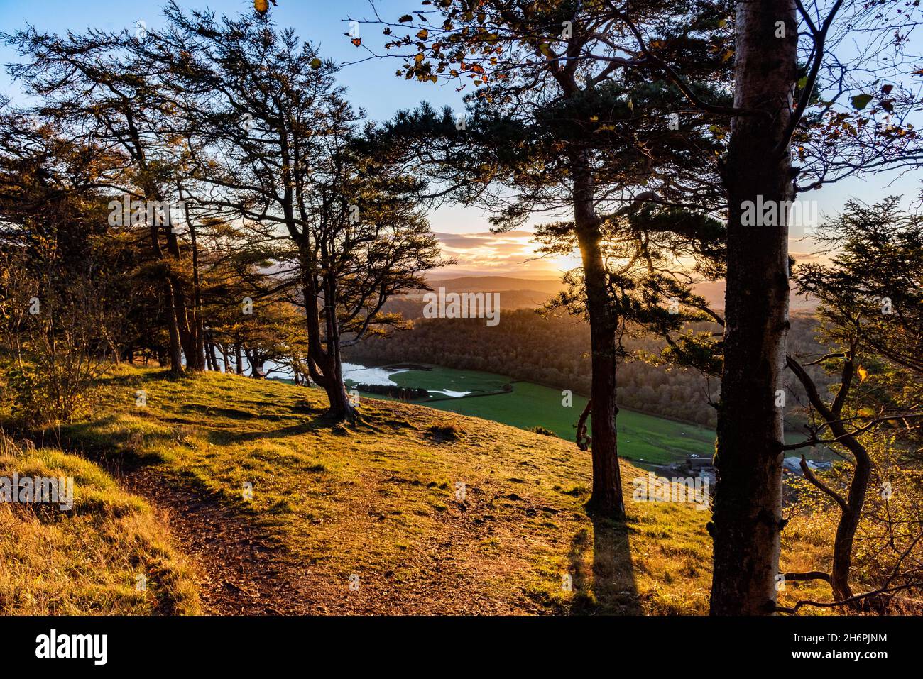 Sunrise from Arnside Knott, Arnside, Milnthorpe, Cumbria, UK. Stock Photo