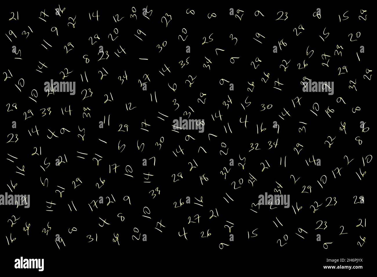Lot of white numbers on a black background Stock Photo - Alamy