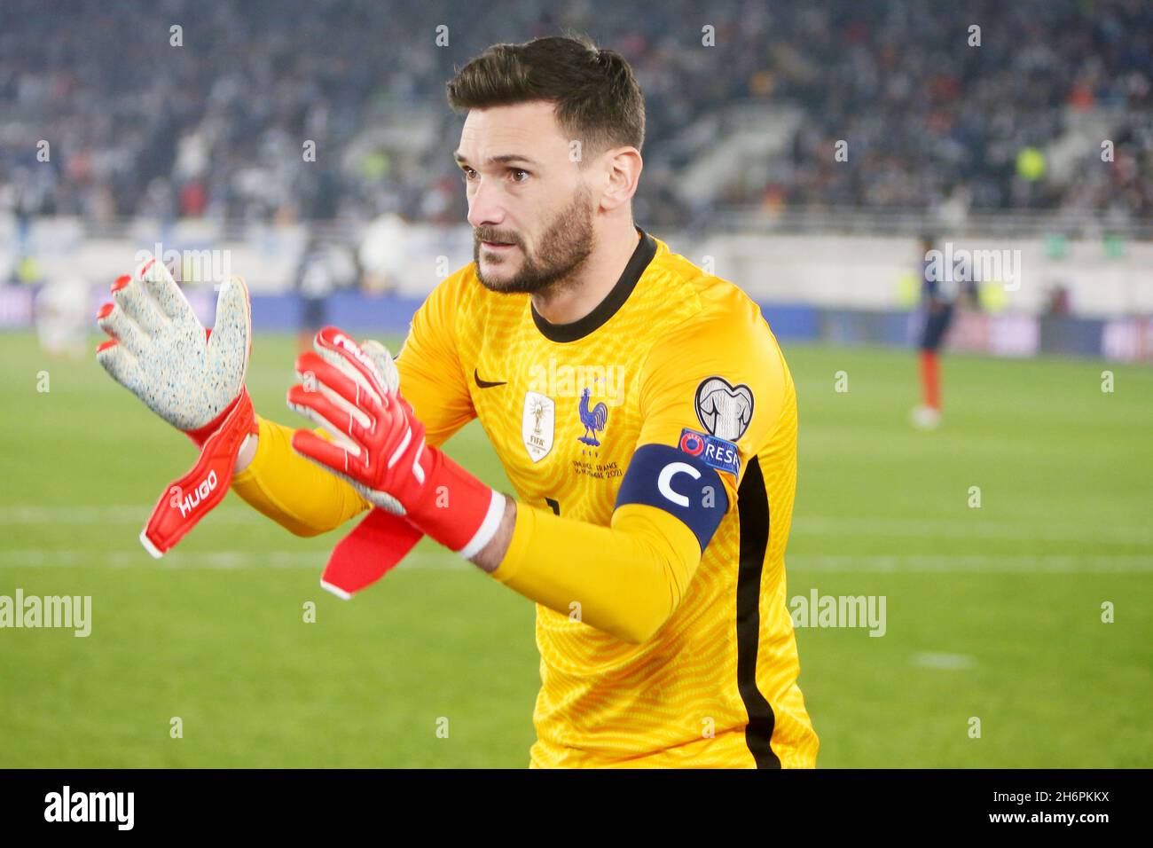 Hugo Lloris of France during the FIFA World Cup 2022, Qualifiers Group D football match between Finland and France on November 16, 2021 at Olympiastadion in Helsinki, Finland - Photo: Laurent Lairys/DPPI/LiveMedia Stock Photo