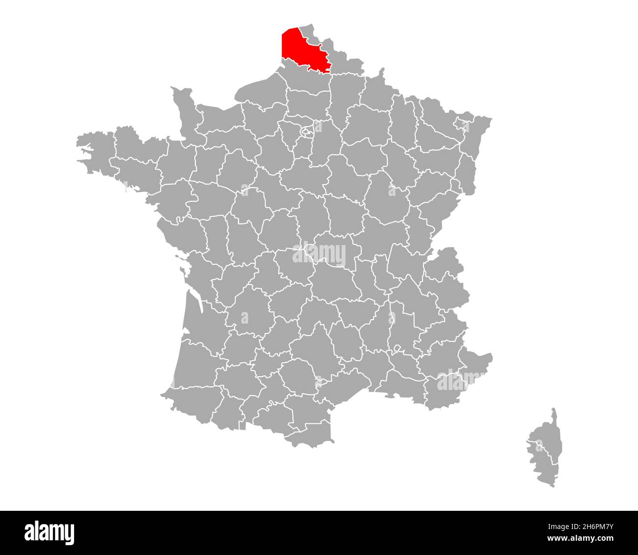 Map of Pas-de-Calais in France Stock Photo