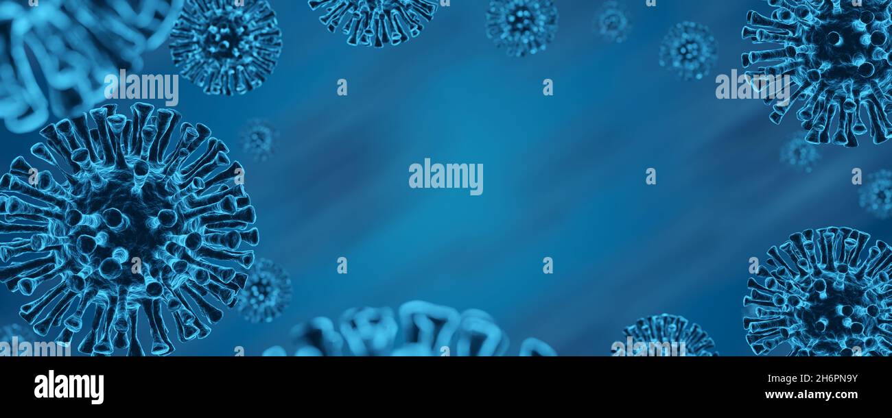 Blank copy space background with virus coronavirus covid 19. Medicine concept. 3d rendering Stock Photo