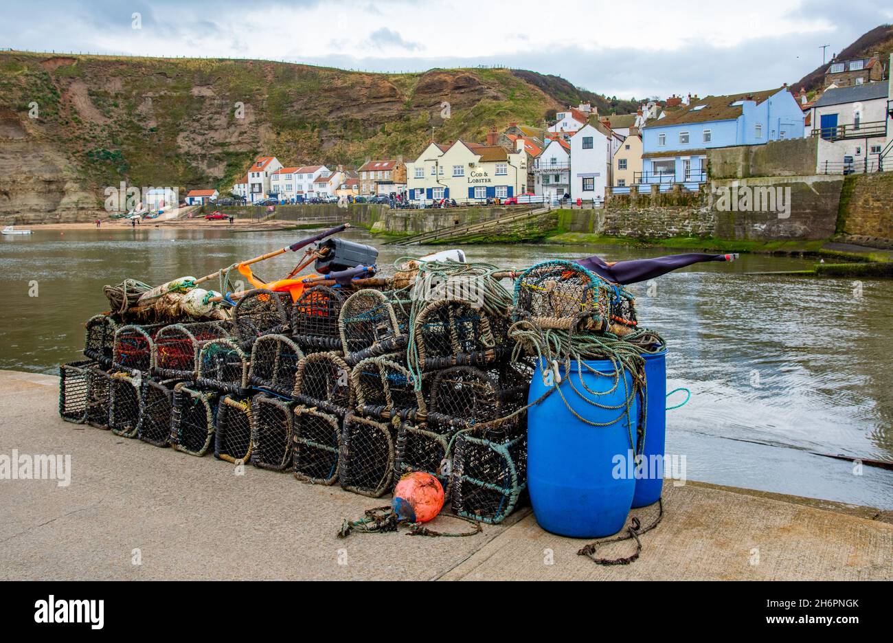 Seaside village of Staithes,  Scarborough , North Yorkshire, UK Stock Photo