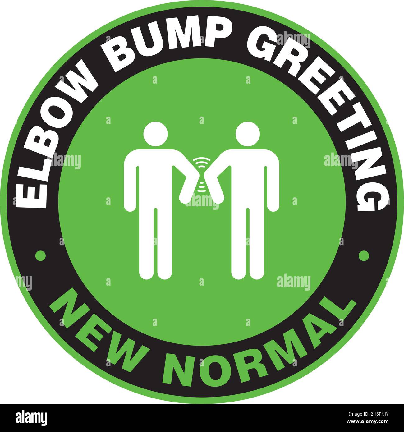 No handshake, use Elbow Bump for Greetigs. Signage or Sticker for help reduce the risk of catching coronavirus Covid-19. Vector Door Sign or Sticker. Open business as New Normal. Stock Vector