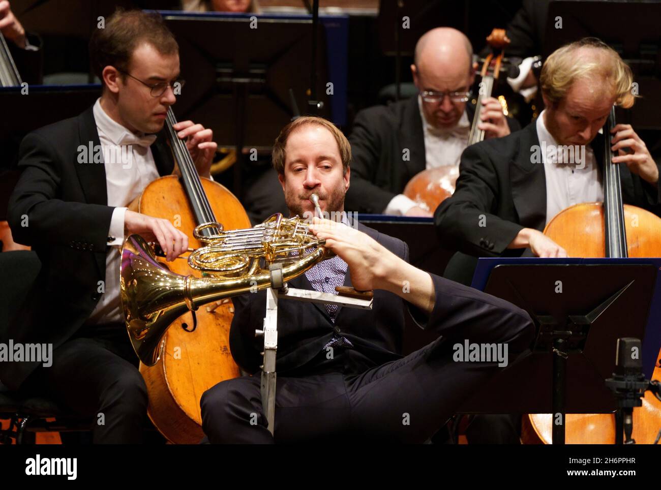 Professional French horn player Felix Klieser (centre), the BSO???s