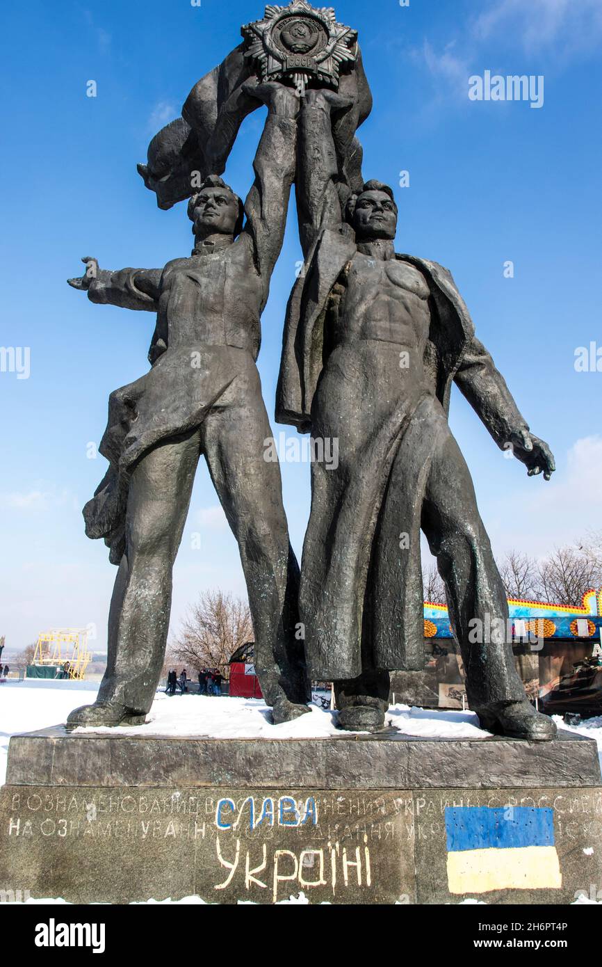 Soviet Monument dedicated to RussianUkrainian friendship under the