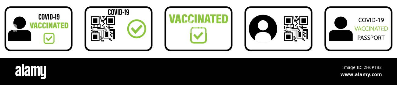 Set of vaccine passport Covid-19 icon. Vector illustration isolated on ...