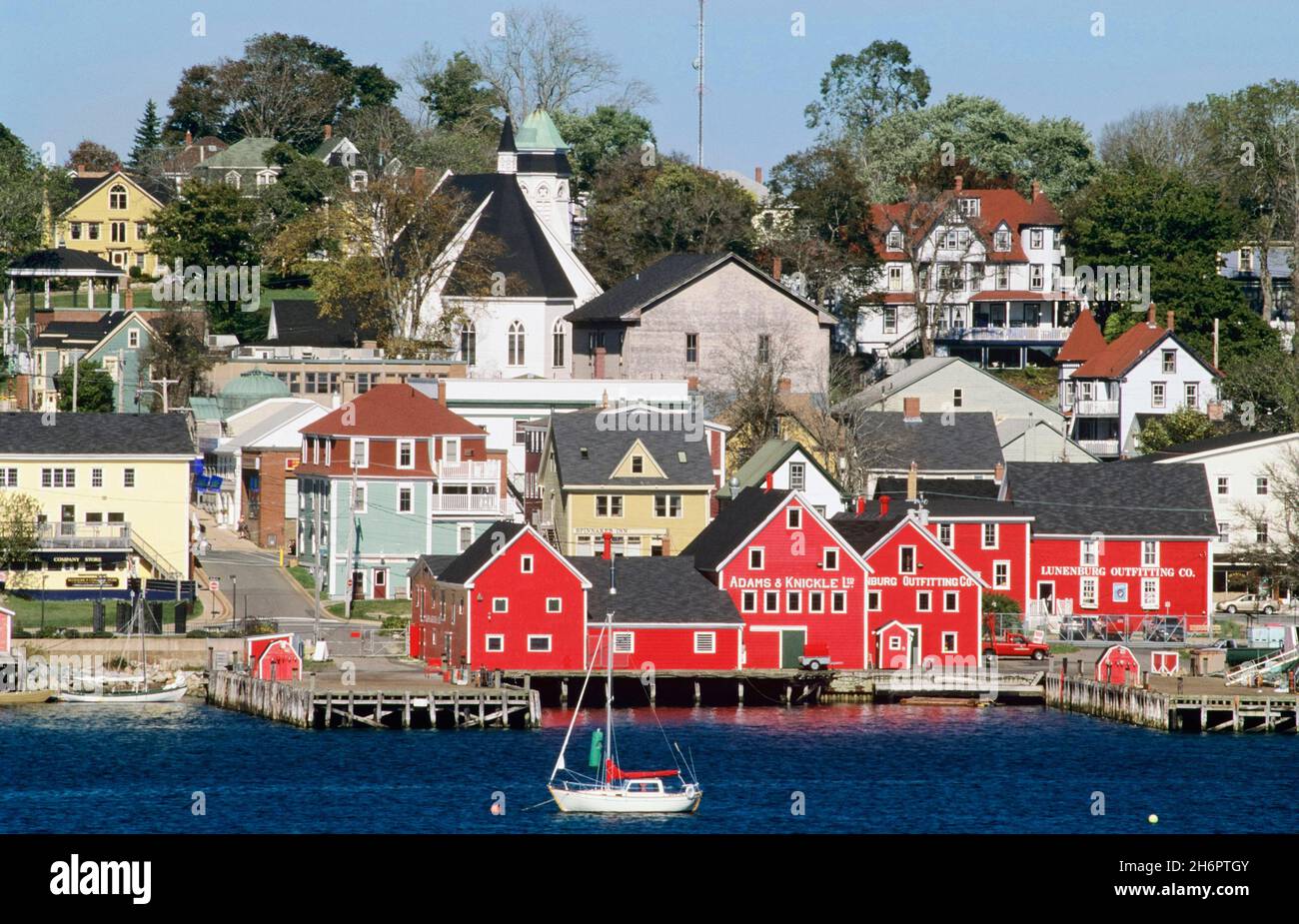 Historic Waterfront Buildings, Lunenburg, Nova Scotia, Canada Stock