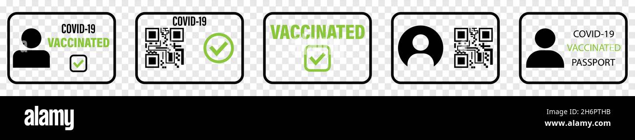 Vaccine passport Covid-19 icon set. Vector illustration isolated on transparent background Stock Vector