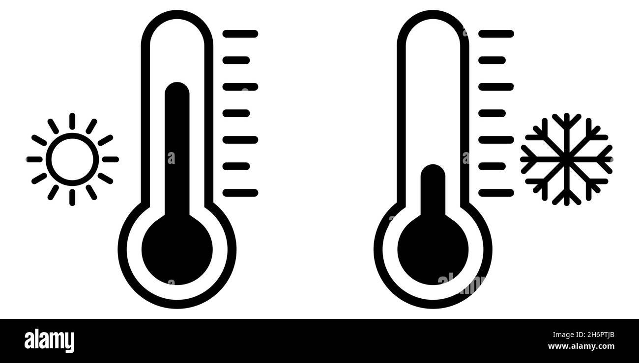 Thermometer icons. Thermometer with cold and hot symbol. Can use for