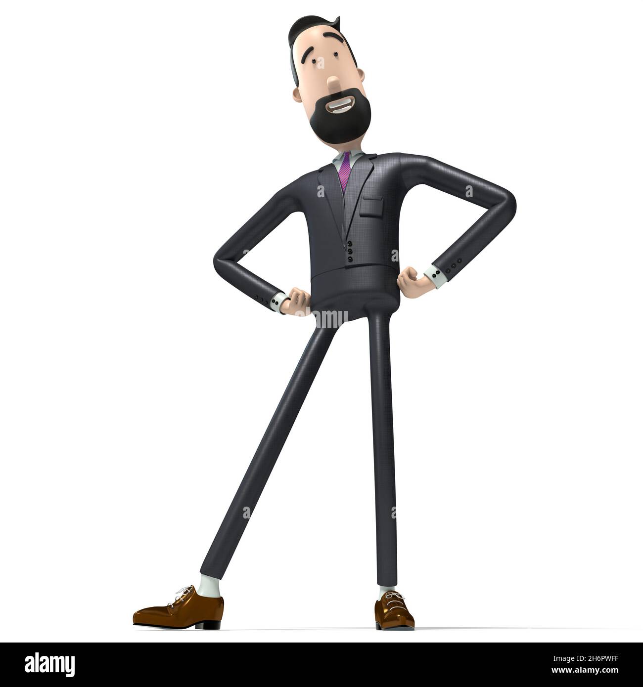 Hipster cartoon businessman standing in superhero, pride pose - 3D  illustration Stock Photo - Alamy