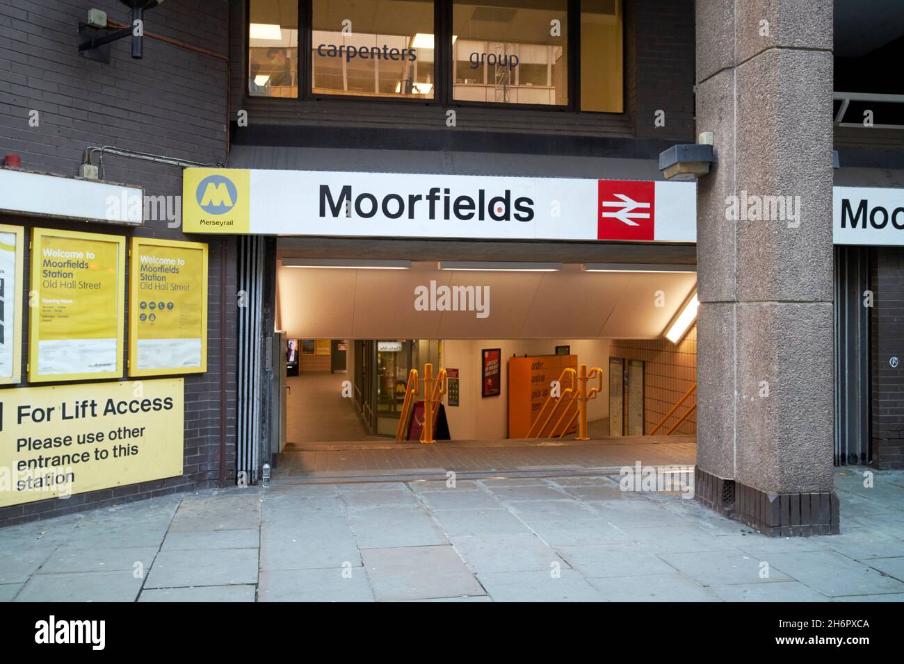 entrance to moorfields merseyrail train station Liverpool merseyside uk