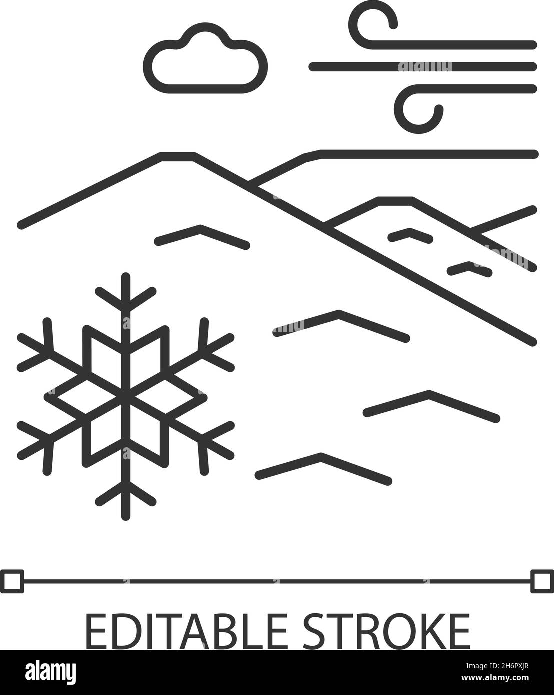 Cold desert linear icon Stock Vector
