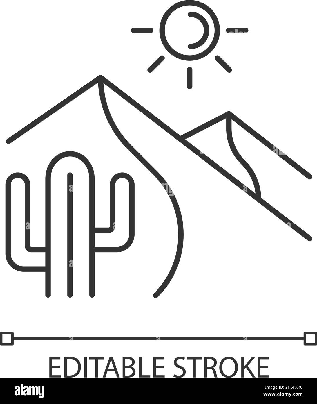 Hot desert linear icon Stock Vector