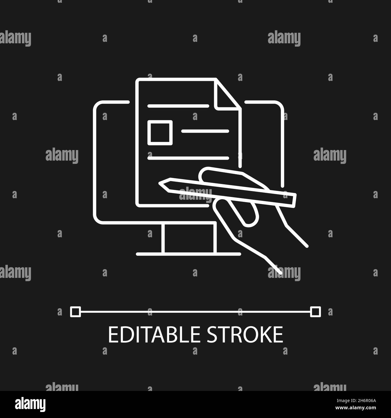 Digital writing white linear icon for dark theme Stock Vector Image ...