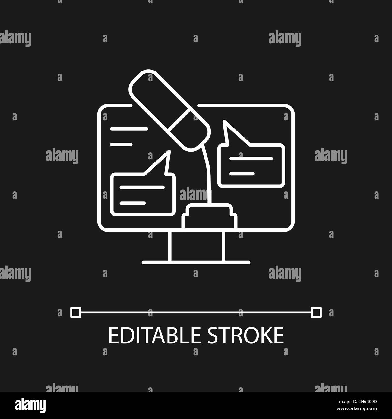 Digital oratory white linear icon for dark theme Stock Vector Image ...
