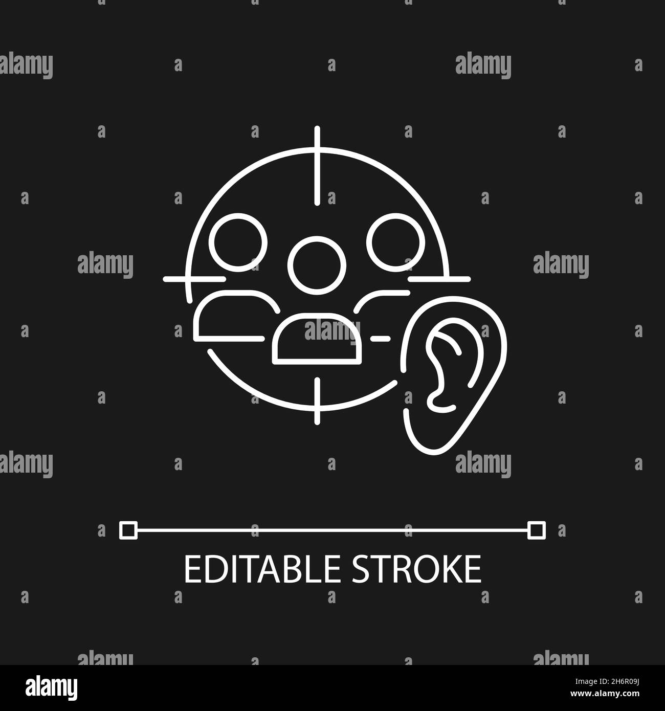 Active listening white linear icon for dark theme Stock Vector Image ...