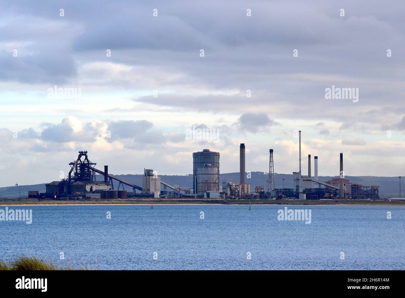 Former Redcar Steelworks site now owned by TVCA for redevelopment as part of Teesside Freeport and future Net Zero Teesside Carbon Capture site. Stock Photo