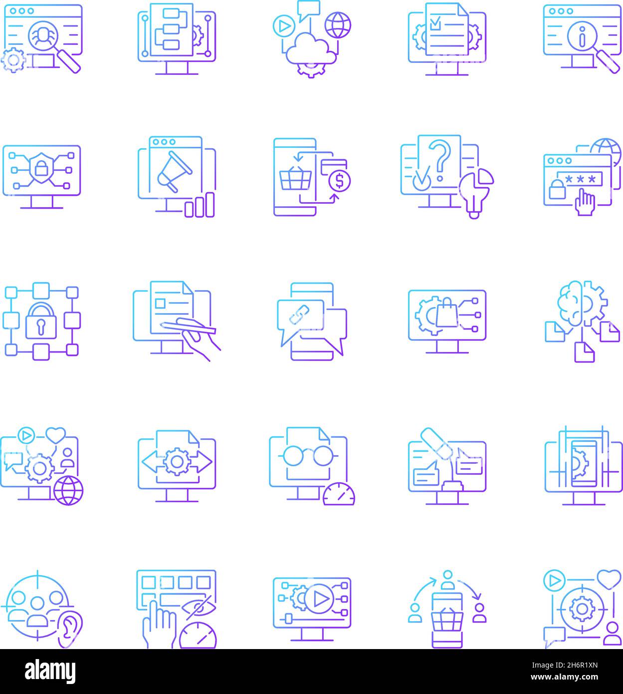 Digital skills gradient linear vector icons set Stock Vector Image ...