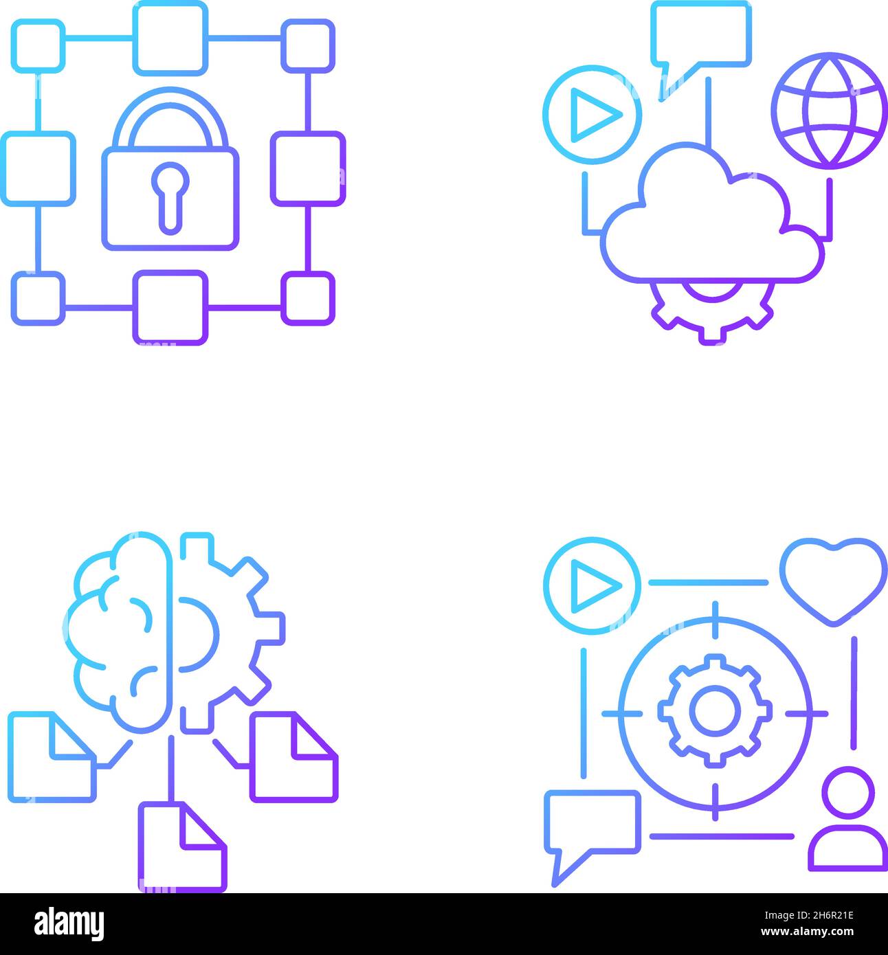 Digital inclusion gradient linear vector icons set Stock Vector