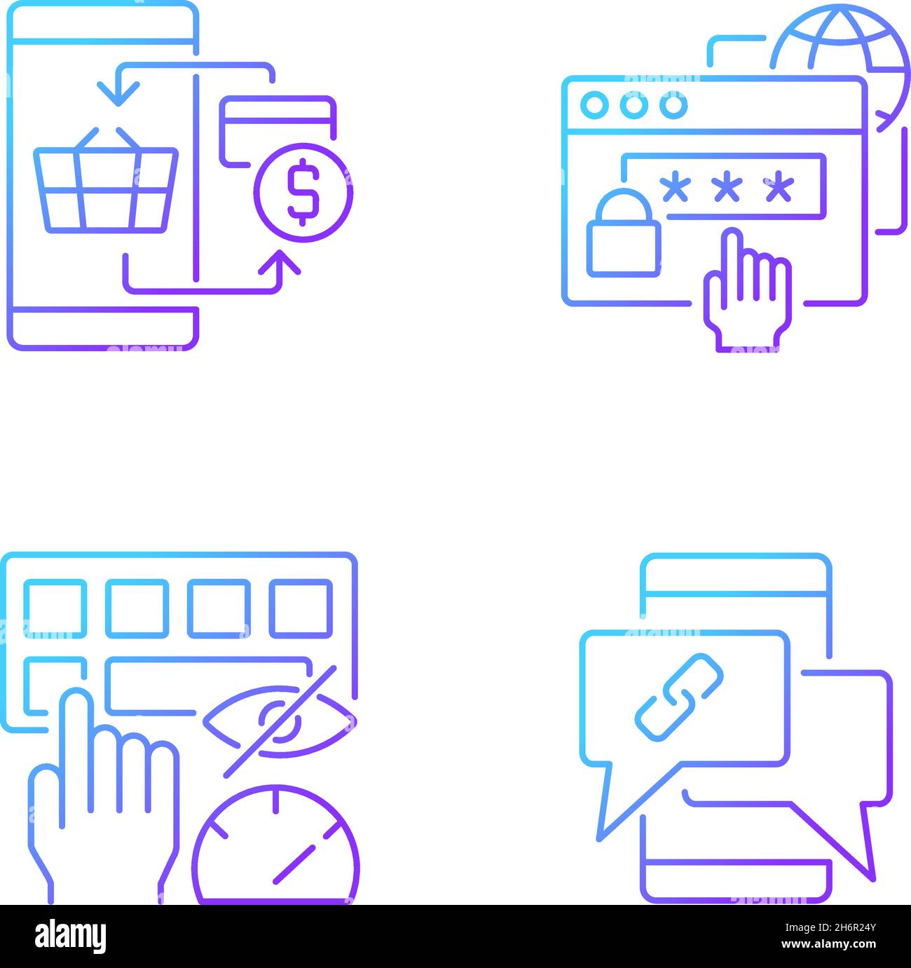 Dealing with digital technology gradient linear vector icons set Stock ...