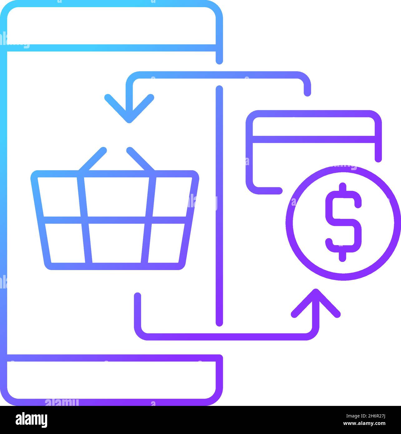 Digital transacting gradient linear vector icon Stock Vector