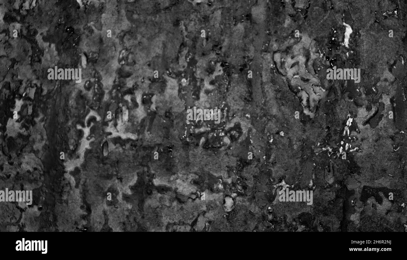 Abstract old crumpled ruberoid texture. Dark background with paint ...
