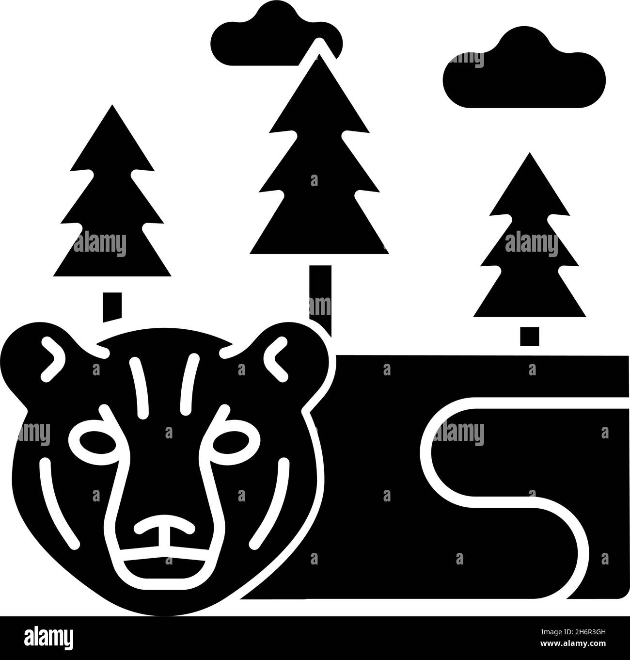 Boreal forest black glyph icon Stock Vector