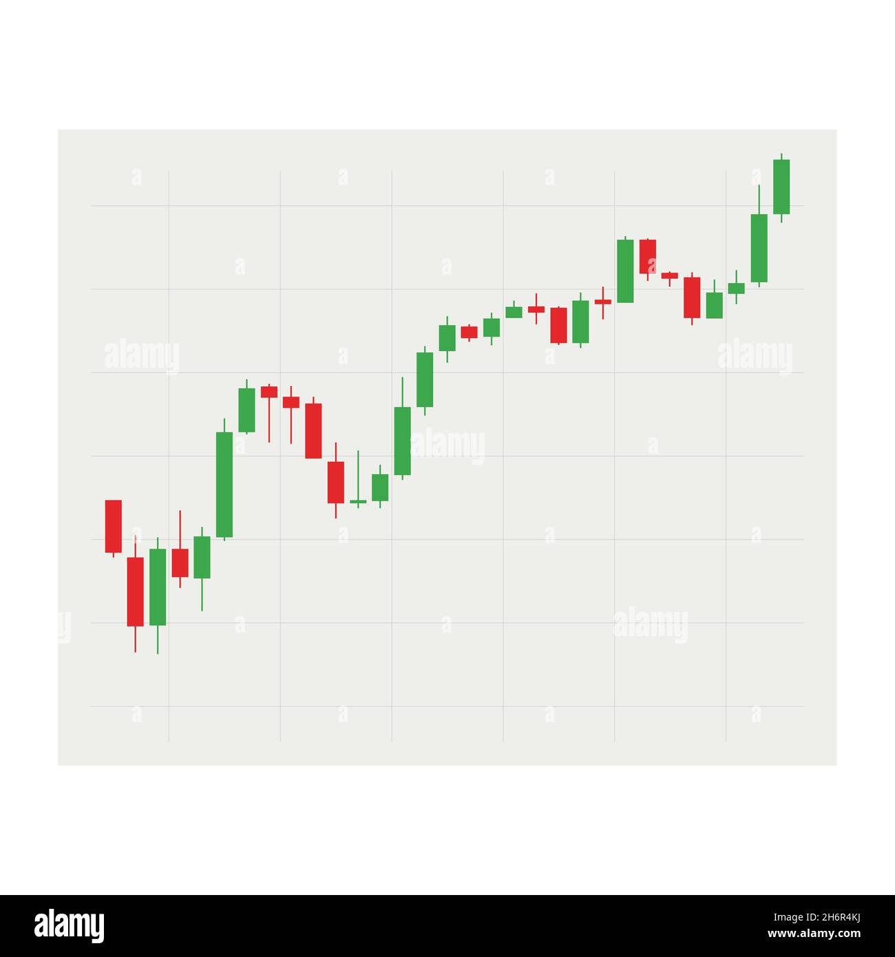 Bullish candlestick chart, showing up trend, vector illustration for