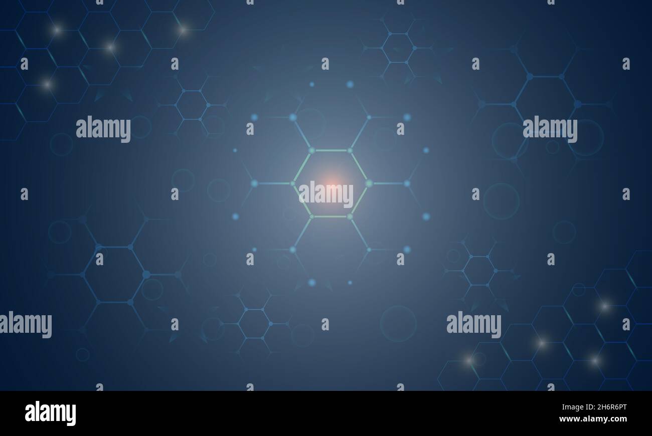 Digital abstract molecule geometric technology background with hexagon ...