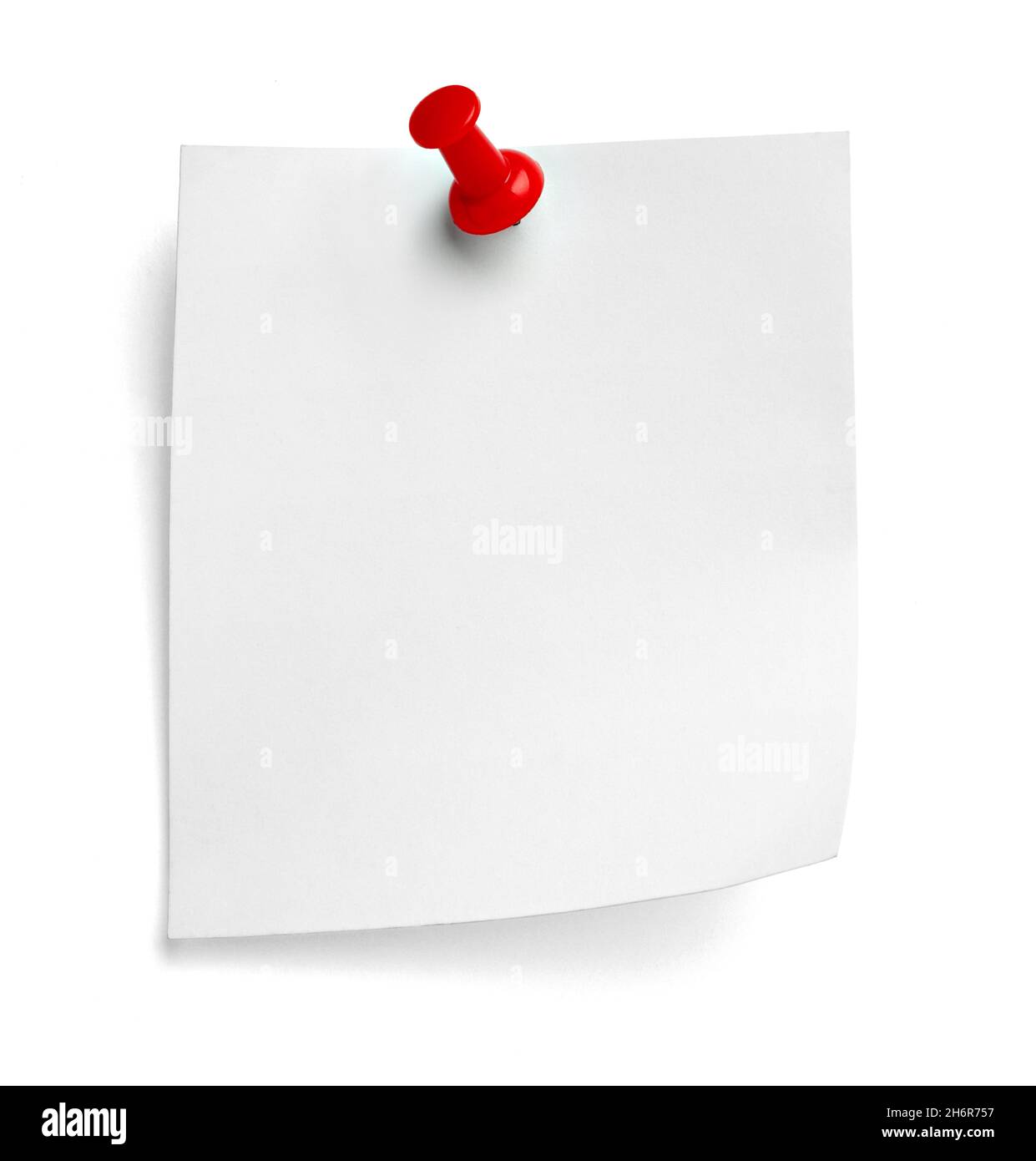 note paper push pin message red white black Stock Photo
