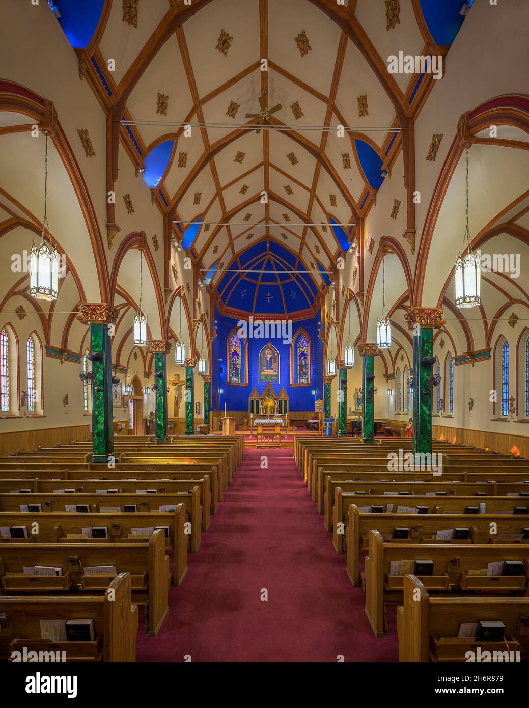 Interior of the historic Holy Name of Mary Catholic Church on East