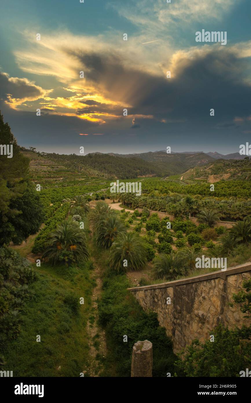 Landscape along the ebro greenway in the province of Tarragona, Spain Stock Photo