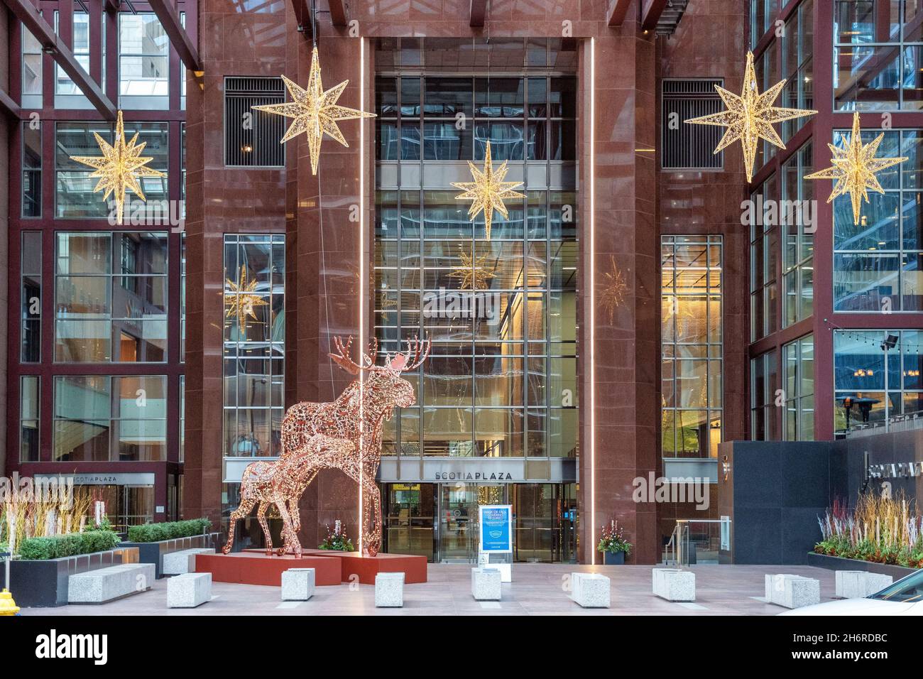 Christmas decorations in the Scotiabank Plaza located in Adelaide Street in the downtown district in Toronto, Canada. Nov. 17, 2021 Stock Photo