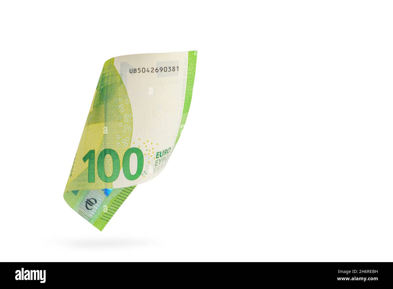 One hundred euro banknote isolated on white background. European money ...