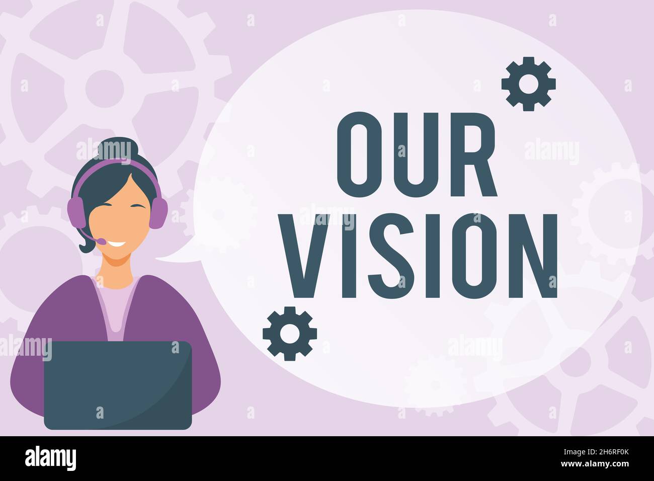 Conceptual display Our Vision. Word Written on serves as clear guide for choosing current and future actions Lady Call Center Illustration With Stock Photo