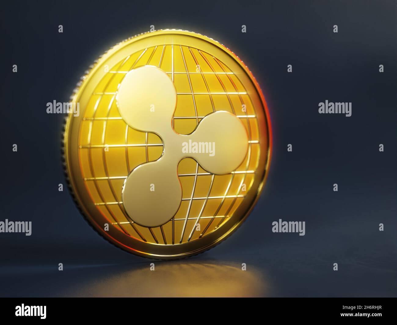 3D rendering of Ripple coin on dark blue background Stock Photo - Alamy