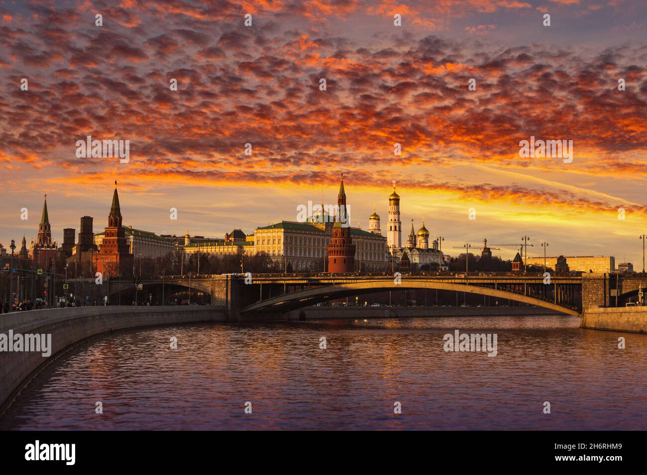 Moscow Kremlin in the spring evening twilight. Russia Stock Photo