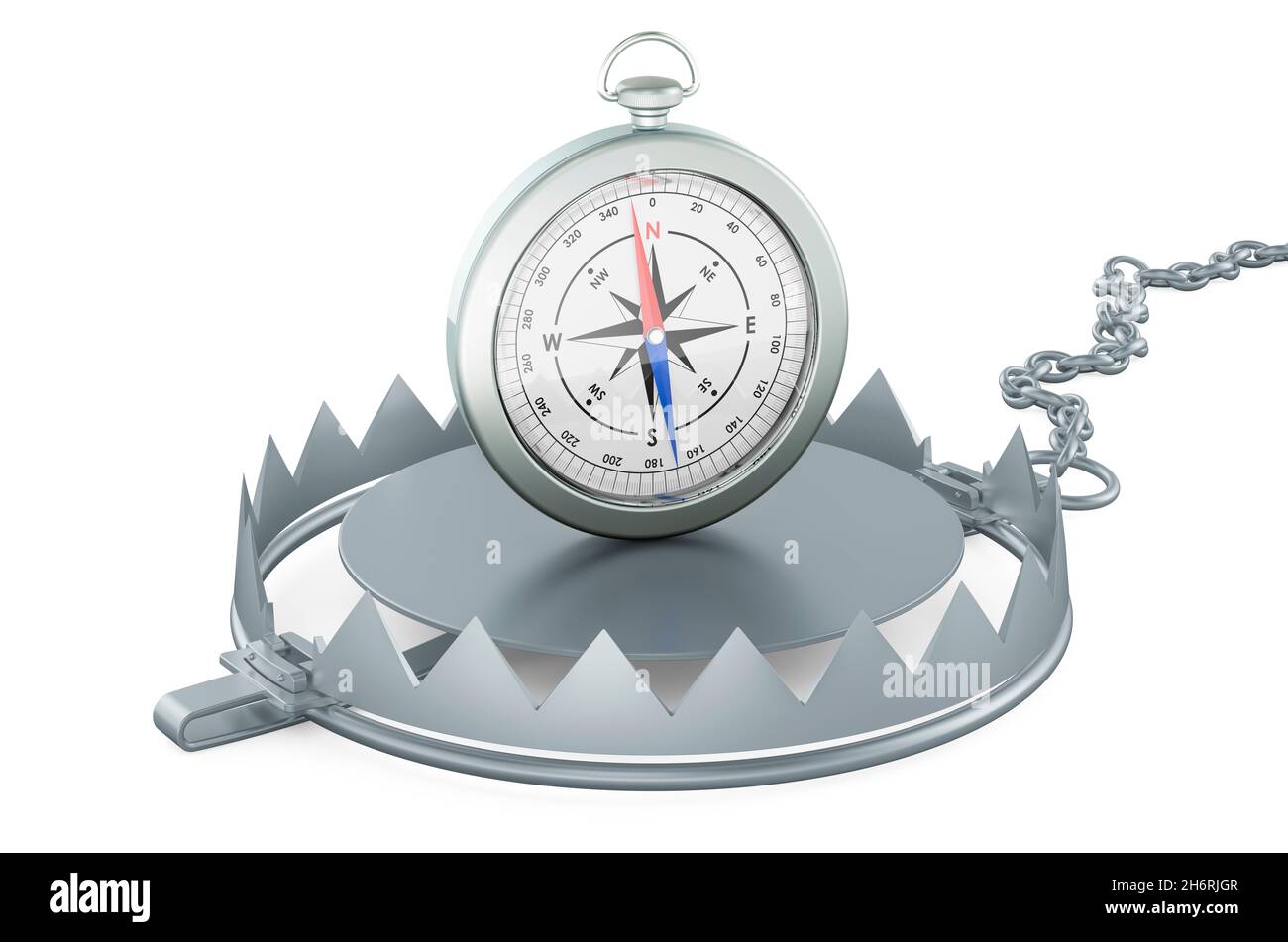 Bear trap with compass, 3D rendering isolated on white background Stock ...