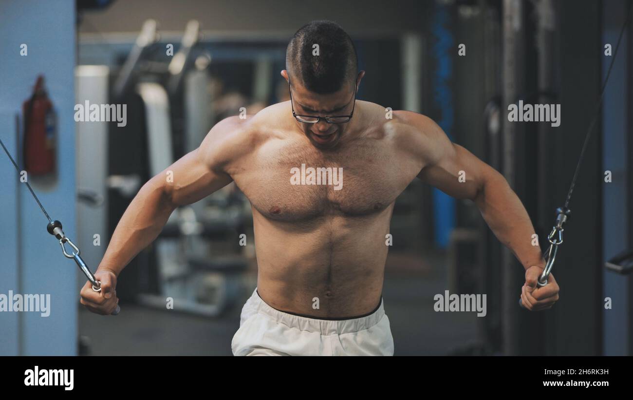 Triceps Exercise Makes an Arabian Jordanian Man. Stock Photo