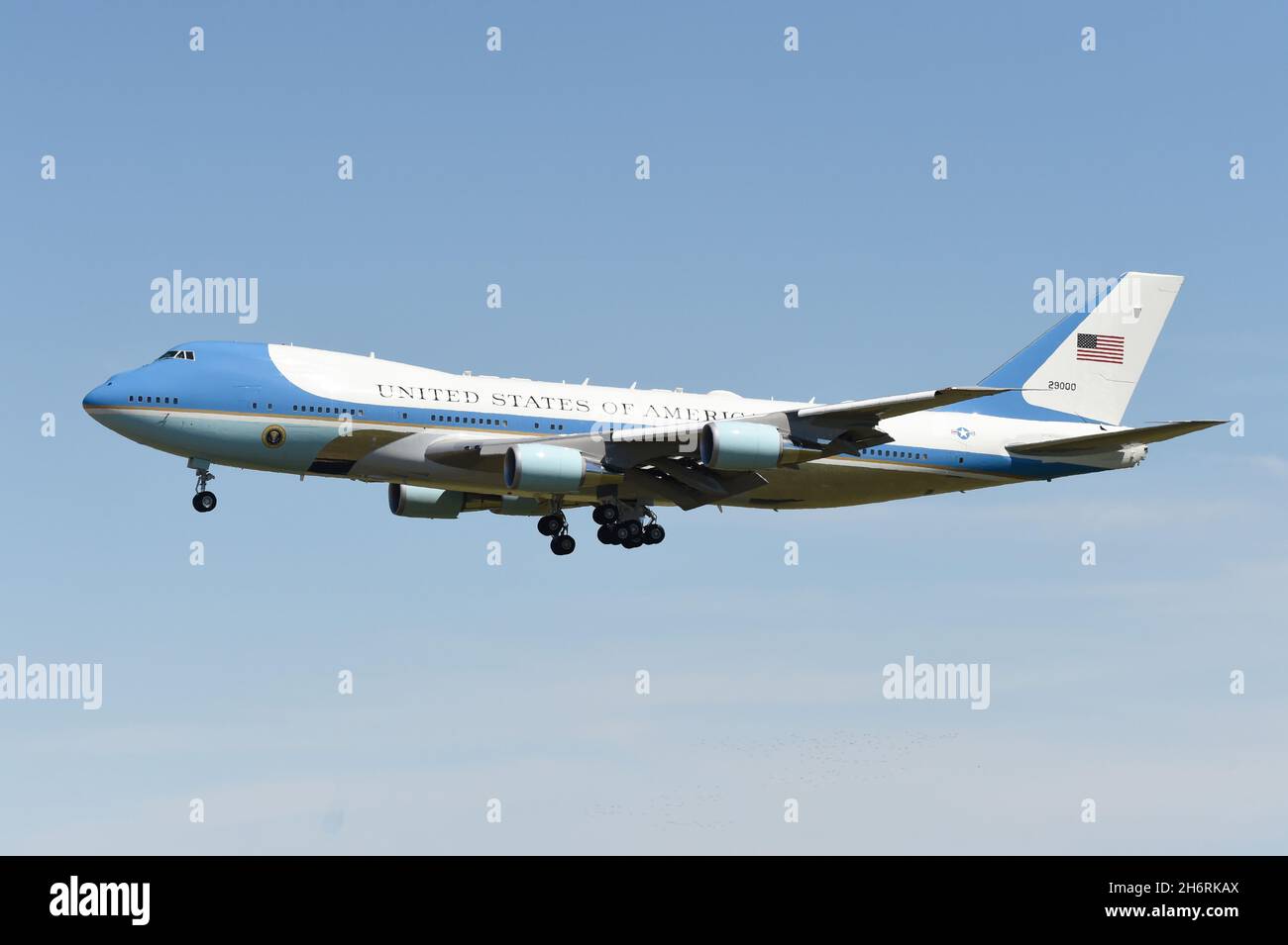 Air Force One, Sam 29000 landing at NAF El Centro, California, April 2019. Stock Photo