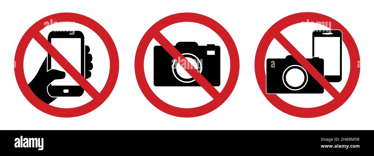 A no photo and no phone sign forbidden for no film and photography vector illustration Stock Vector