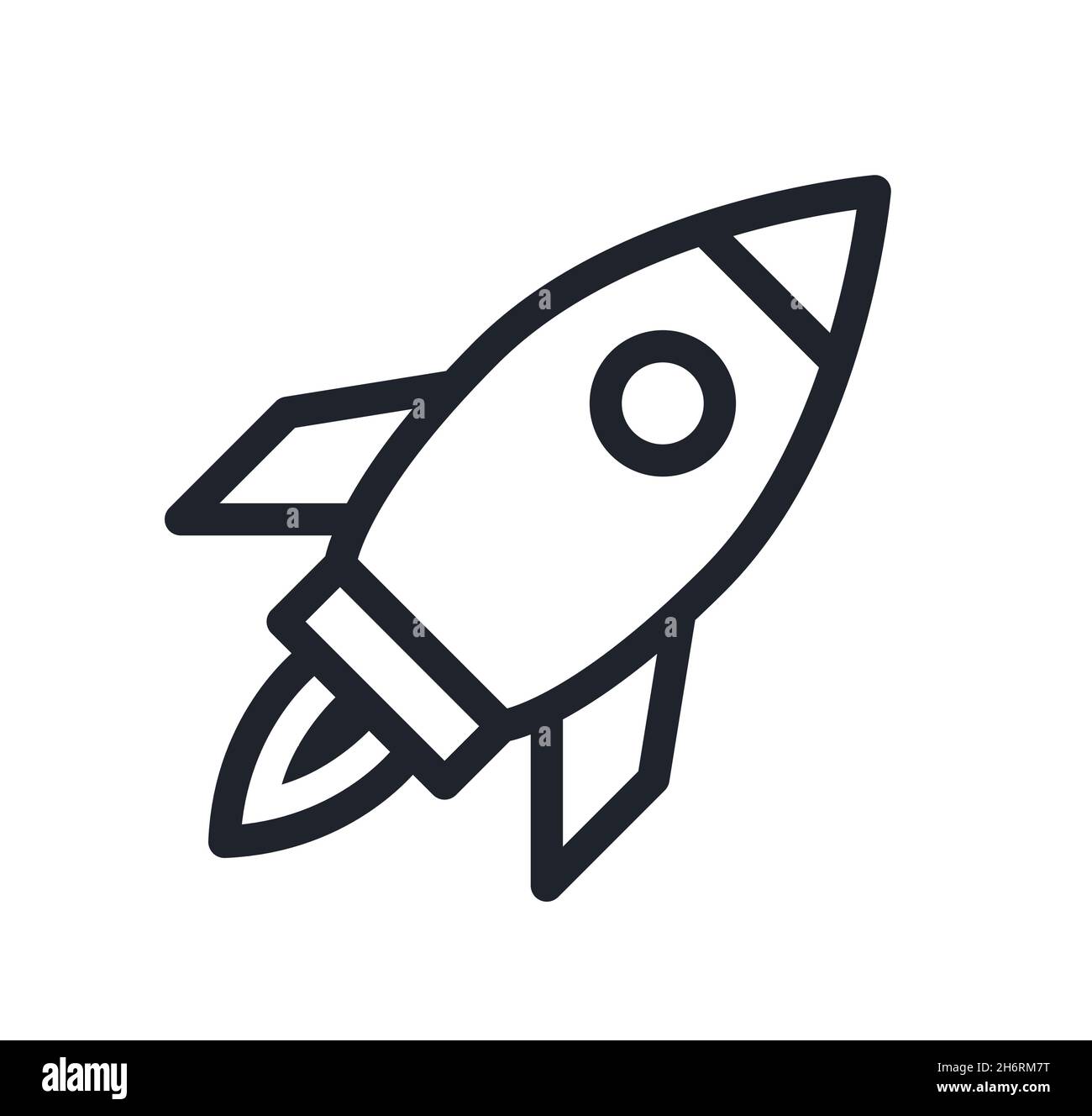 Rocket ship or space ship flying or launching vector illustration icon