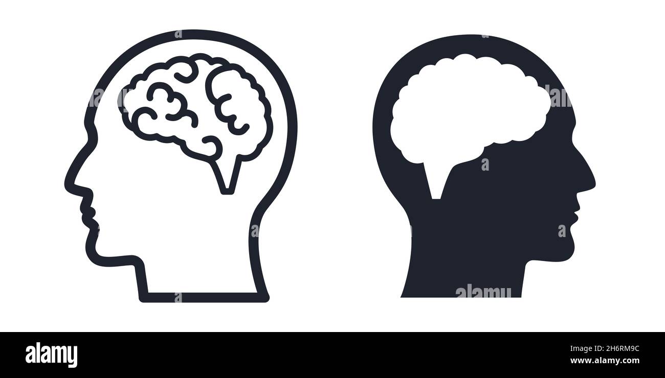 Head silhouette with brain symbol vector illustration icon Stock Vector