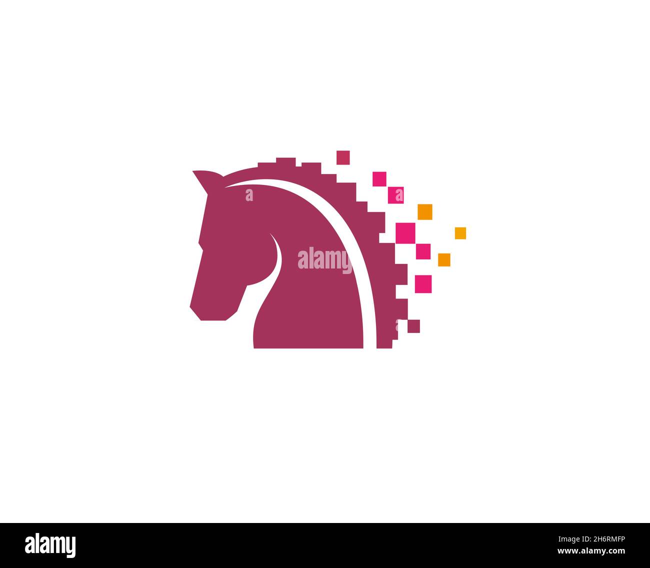 Creative Abstract Horse Head Pixel Logo Design Vector Symbol Illustration Stock Vector