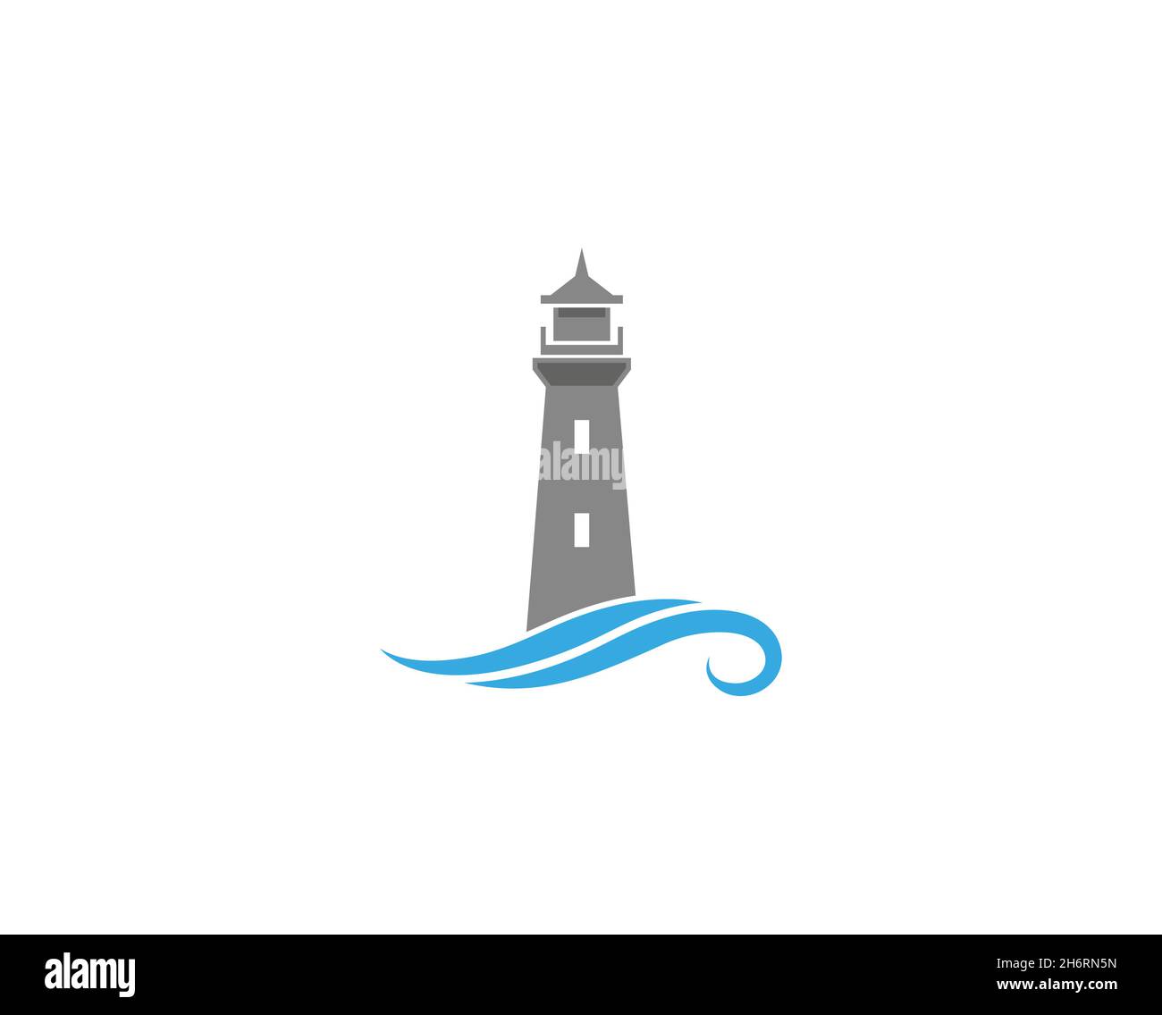 Lighthouse Waves Logo Design Vector Symbol Illustration Stock Vector