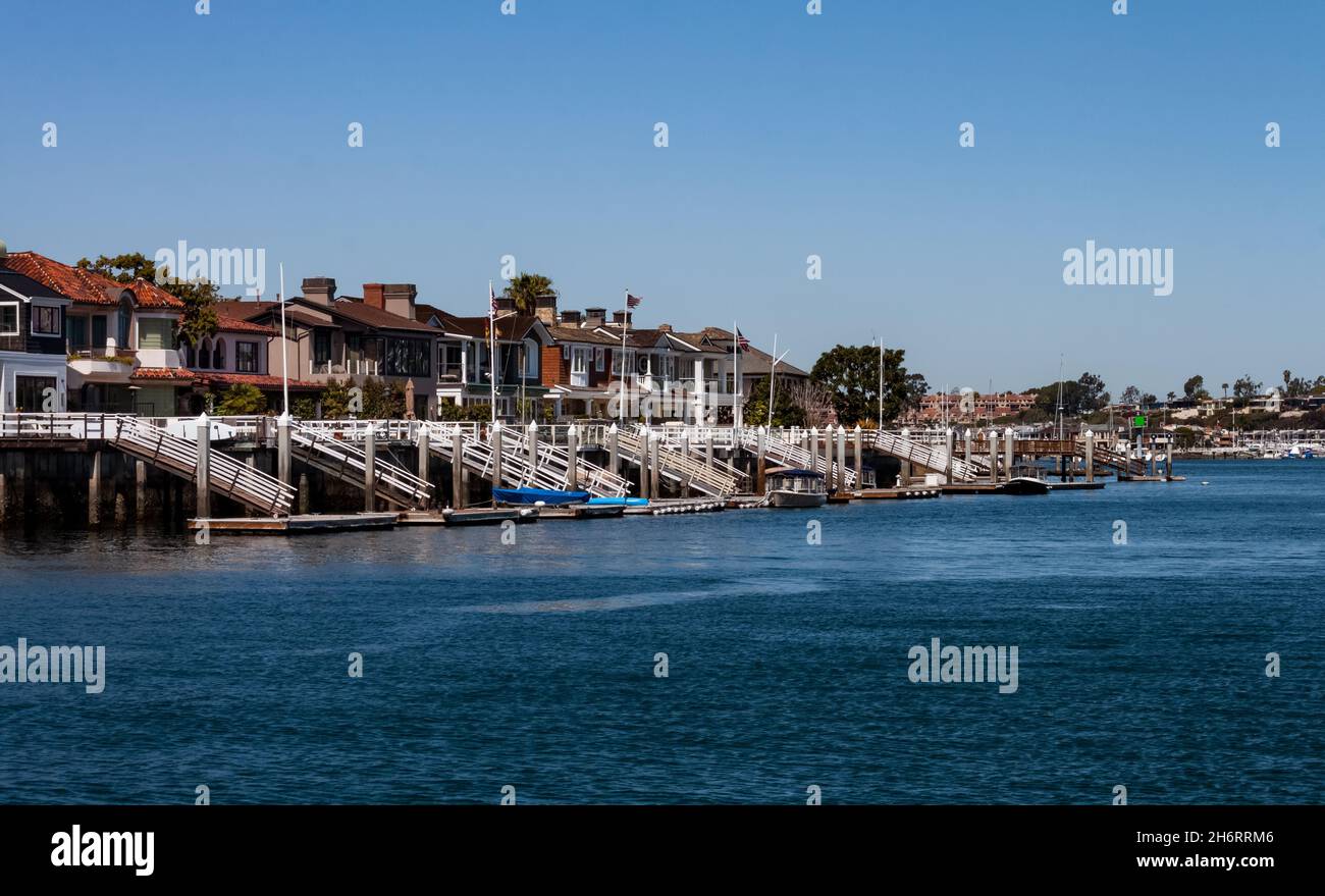 waterfront homes on Newport Beach harbor in California Stock Photo Alamy