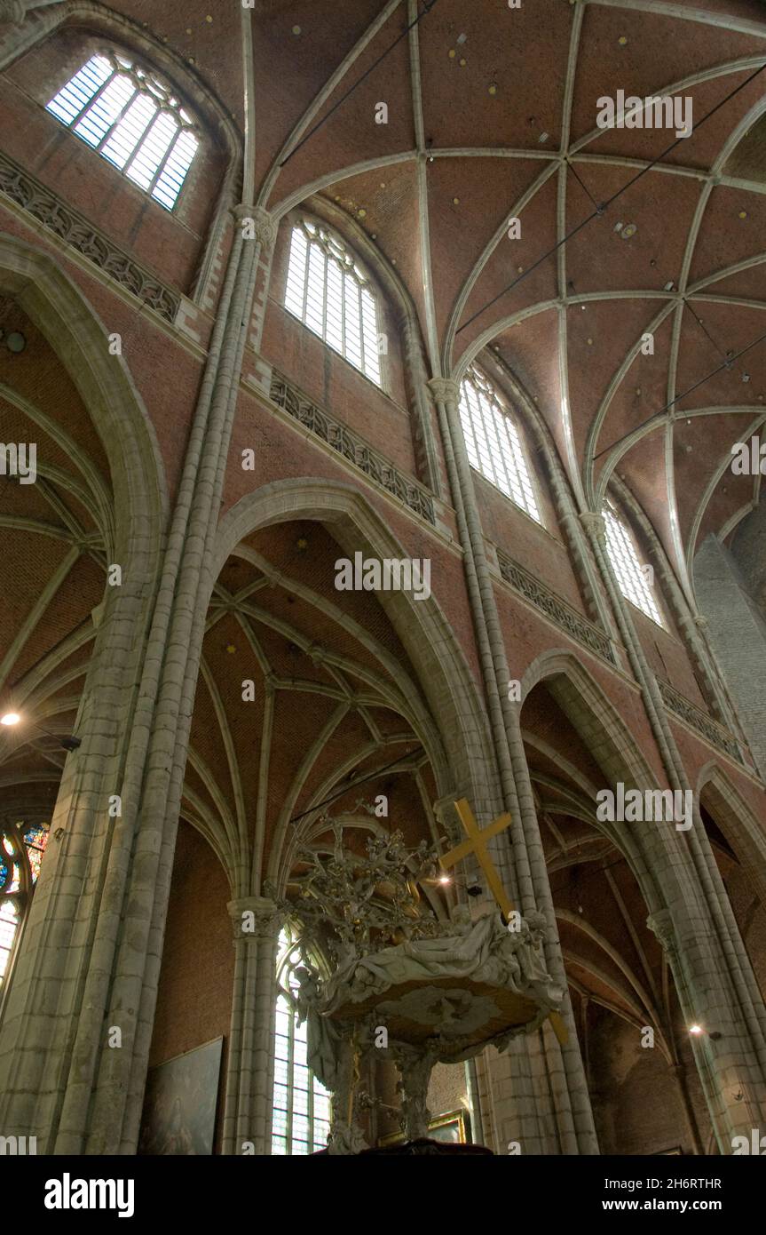 Interior view of St Bavo's Cathedral in Ghent Belgium Stock Photo