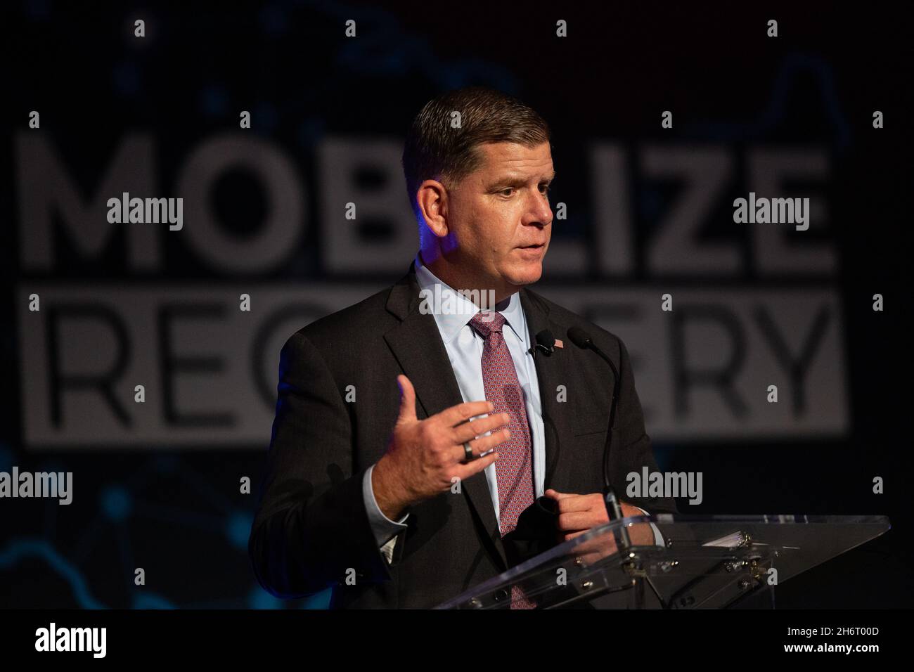 Washington, United States of America. 27 September, 2021. U.S Secretary of Labor Marty Walsh delivers remarks at the Mobilize Recovery Conference September 27, 2021 in Las Vegas, Nevada.   Credit: Shawn T Moore/Dept of Labor/Alamy Live News Stock Photo