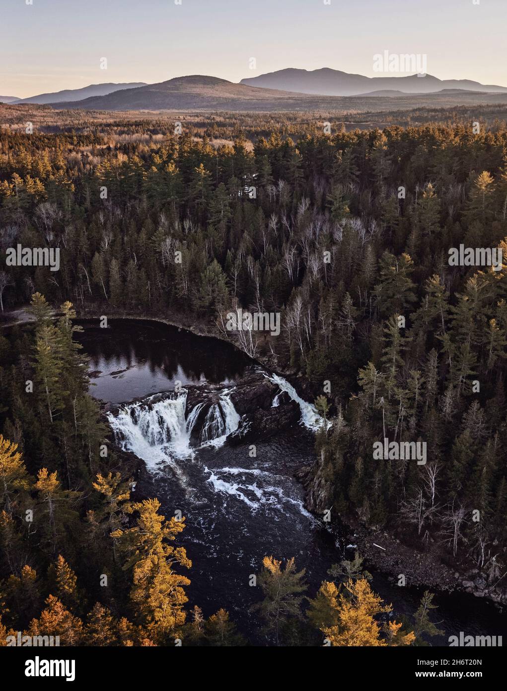 Aerial view Grand Falls Dead River, Maine woods Stock Photo Alamy